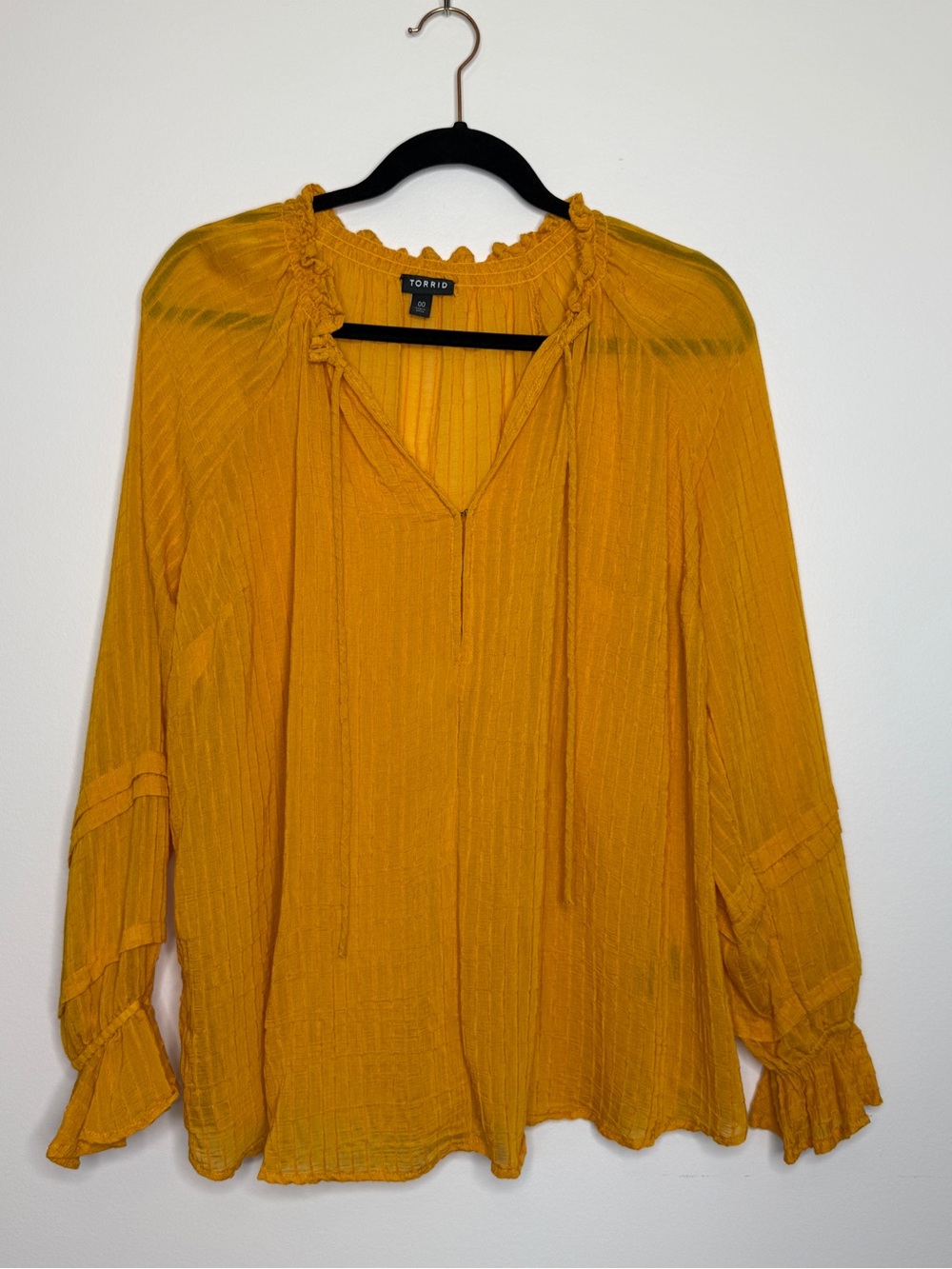 torrid Golden Mustard Peasant Tunic Blouse